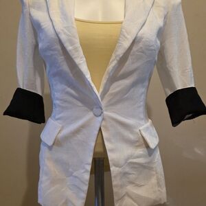 Women's White and Black Blazer